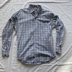 Peter Millar Men's Medium Blue Checkered Button up Long Sleeve Shirt